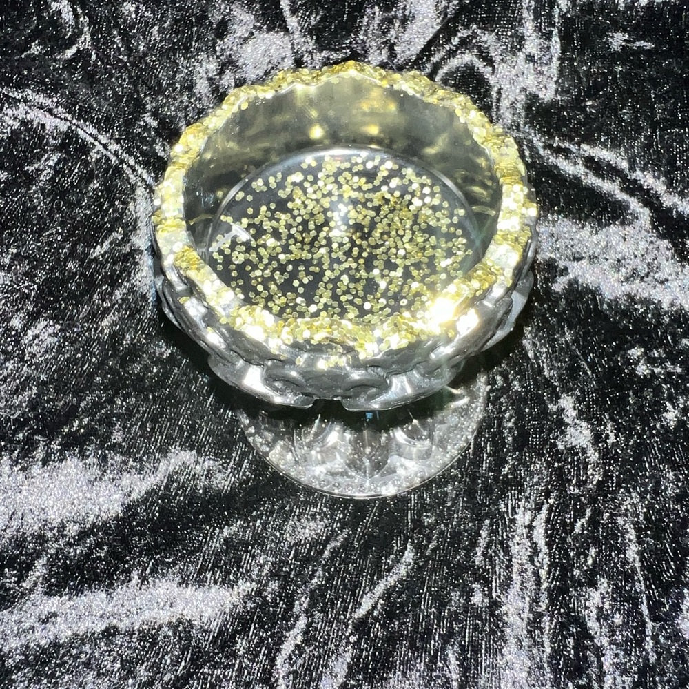SILVERISH BLACK & GOLD - Custom Handmade Tea Light Candle Holders
